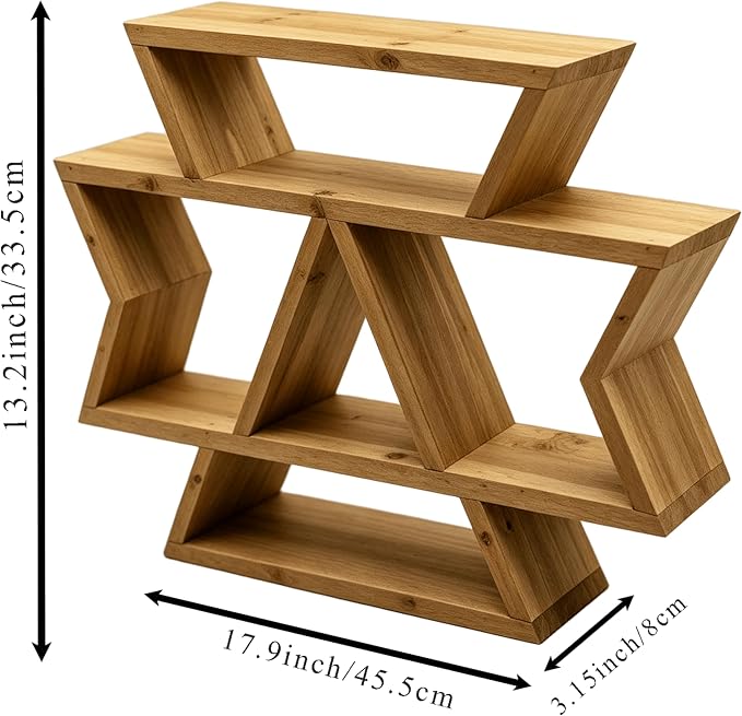 Solid Wood Hexagon Wall Shelf, Tiered Floating Plant Display Organizer - Image 2
