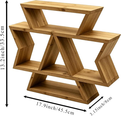 Solid Wood Hexagon Wall Shelf, Tiered Floating Plant Display Organizer - Image 2