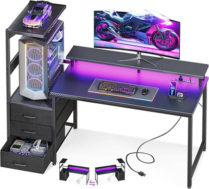 AODK 52 Inch Gaming Desk with USB Charging Ports & LED Light- Reversible by AODK