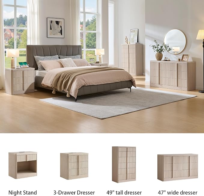 Fluted Dresser for Bedroom, Chest of Drawers, Curved Profile Design, Modern - Image 6