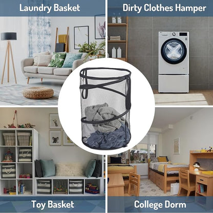 Mesh Popup Laundry Hamper 115L Foldable Laundry Basket Extra Large Capacity - Image 7