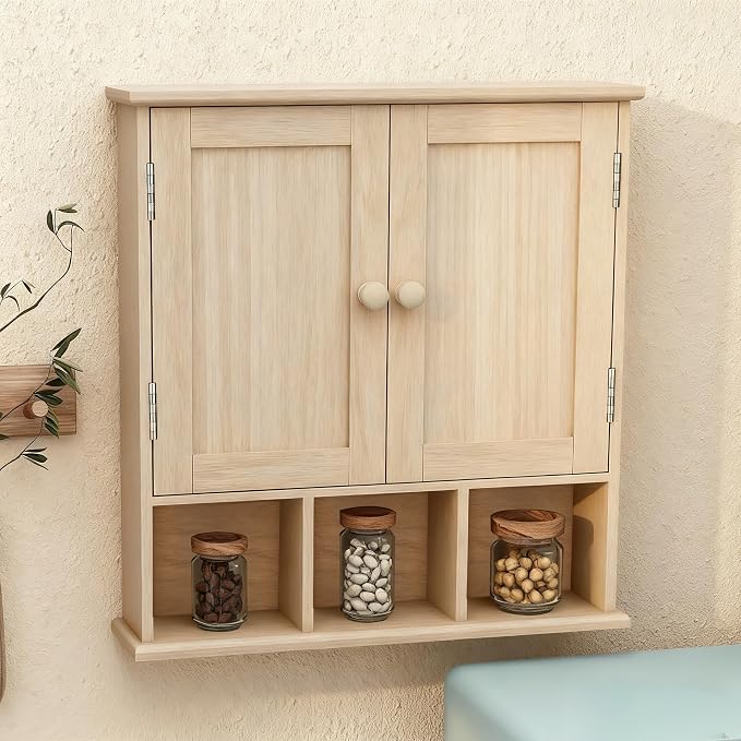 TaoHFE Natural Wooden Color Bathroom Wall Cabinet - Image 8