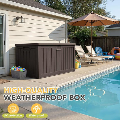 240 Gallon HDPE Deck Box Outdoor Indoor Waterproof Storage Box - Image 5