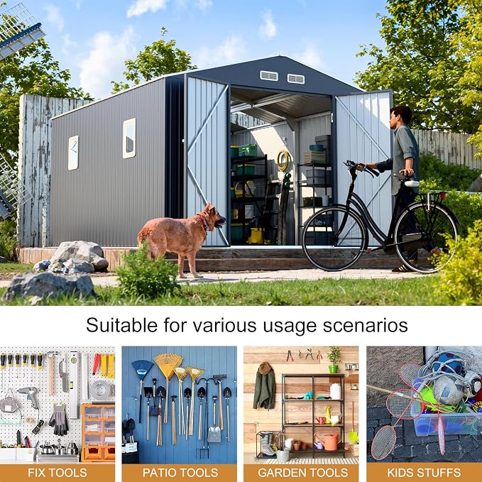 10x12 FT Outdoor Metal Storage Shed - Image 8