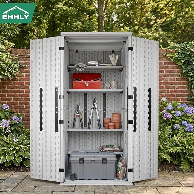EHHLY Heavy Duty Tall Storage Cabinet Outdoor Weatherproof, 28 Cuft Garage - Image 8