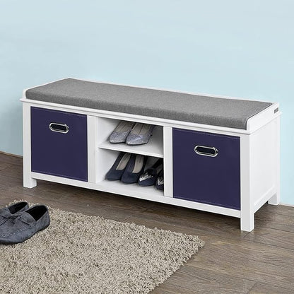 Navy Blue Fabric Storage Bins, Foldable Cube Bins - Image 4