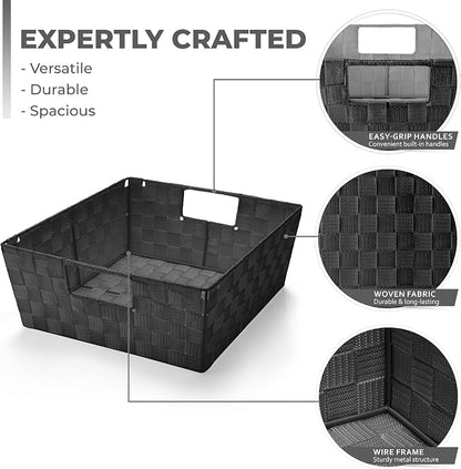 Sorbus Set of 3 Large Woven Storage Baskets – Mesh Hand-Woven Baskets - Image 2