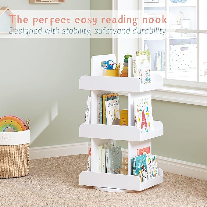 Spirich Kids Rotating Bookshelf Tower, Spinning Bookcase - Image 4