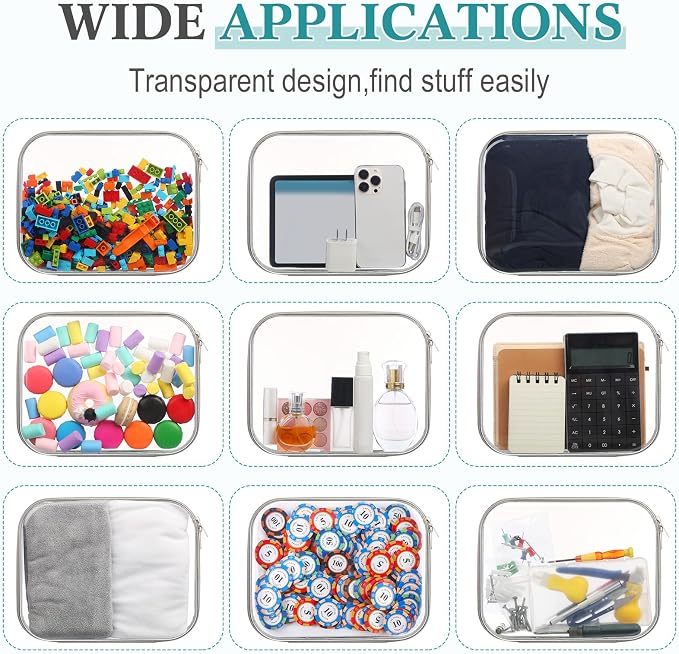 Sanwuta 6 Pcs Clear Hard Zipper Case Hard Plastic Zipper Pouches Transparent - Image 6
