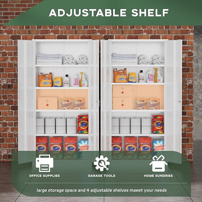 Greenvelly White Metal Storage Cabinet - Image 6