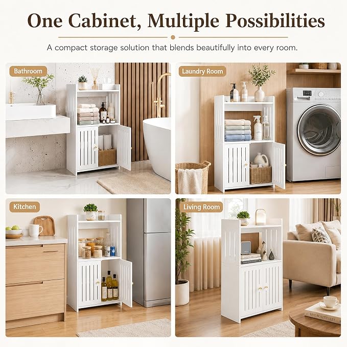 HAYOFAMY 3-Tier Bathroom Storage Cabinet 8.7" D x 14.2" W x 24.8" H | White - Image 7