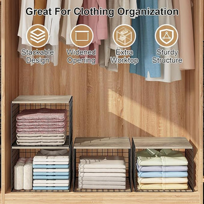 4PCS Wider Closet Organizers and Storage, Stackable Closet Shelf Organizer - Image 2