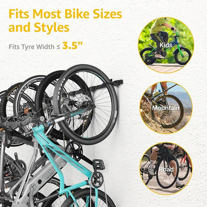 monTEK Enhanced Garage Bike Rack, Adjustable 6 Bike Hangers - Image 7