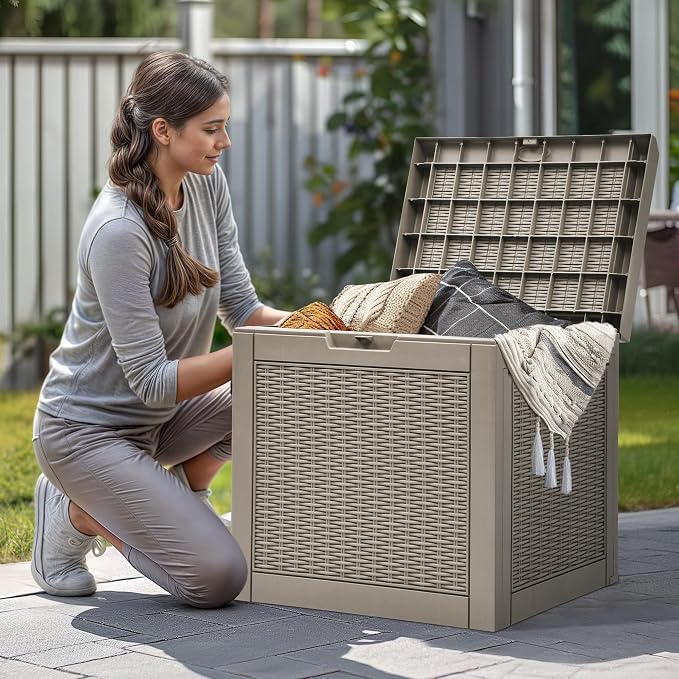 YITAHOME 32 Gallon Outdoor Storage Box, Water Resistant Resin Deck Box - Image 2