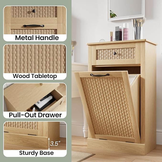Double Tilt Out Laundry Hamper Cabinet, 10 Gallon Laundry Cabinet - Image 8
