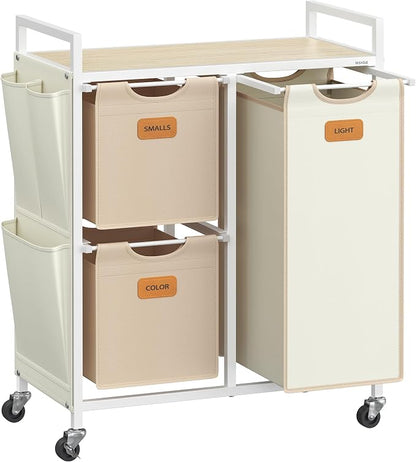 VASAGLE Laundry Hamper with 3 Compartments, 26.4 Gal. Laundry Sorter, Rolling by Unknown
