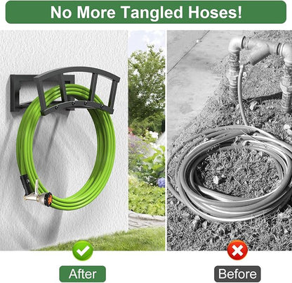 OLV Garden Hose Holder Wall Mounted, Outdoor Heavy Duty Metal Water Hose Holder - Image 4