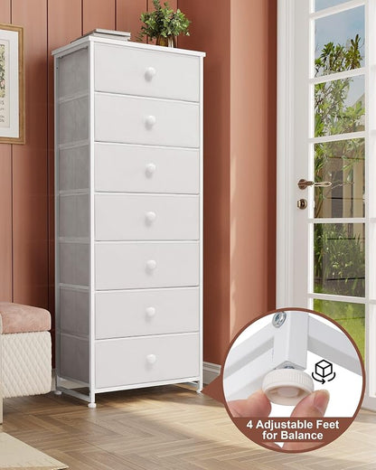 Fabric Dresser for Bedroom, 7-Drawer Tall Vertical Storage Tower | Wooden Top - Image 6