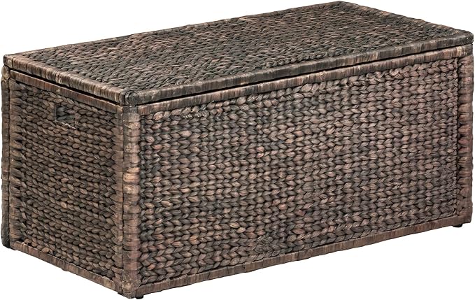 eHemco Wicker Storage Trunk, Metal Frame, Heavy-duty, Water Hyacinth - Image 3