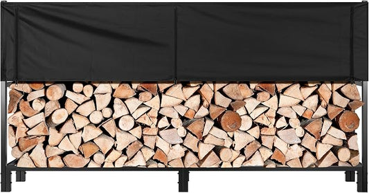 VIVOHOME Upgraded Heavy Duty 8 ft 1/2 Cord Firewood Rack Outdoor by VIVOHOME