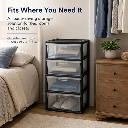 4 Drawer Storage Tower, Wide Plastic Floor Organizer - Image 7