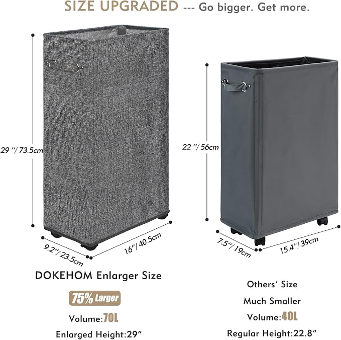 DOKEHOM 29-Inches Enlarged Slim Laundry Basket - Image 3