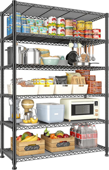 REIBII 75" H Metal Shelving 6 Tier Storage Shelf Adjustable Kitchen Shelf Wire by REIBII