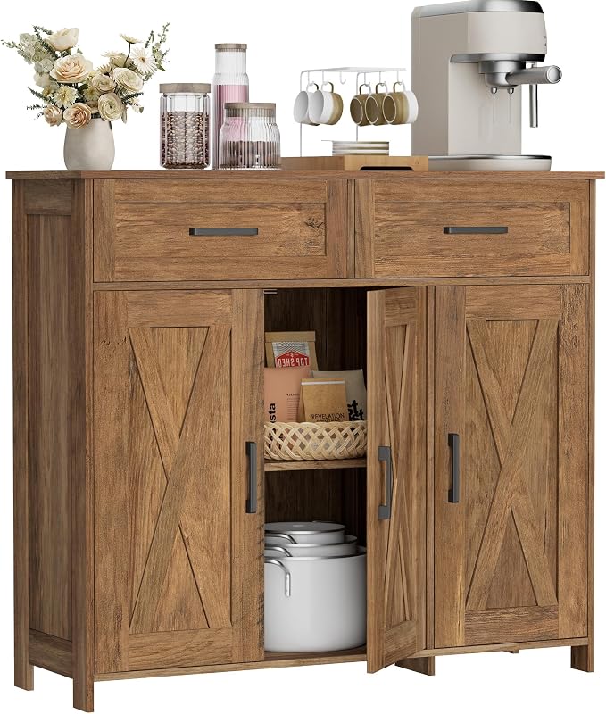 Homhedy Sideboard Buffet Cabinet, Coffee Bar Storage Cabinet - Image 3