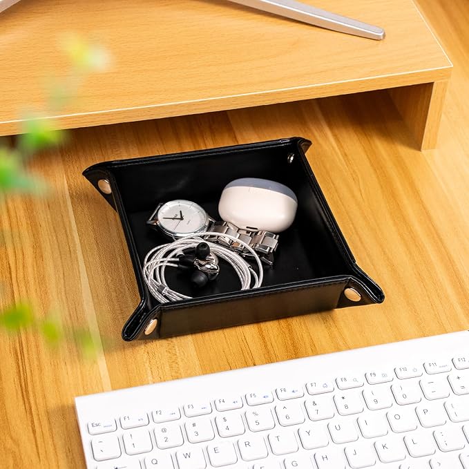 PU Leather Valet Tray for Mens and Women Catchall Tray for Keys, Jewelry Small - Image 7