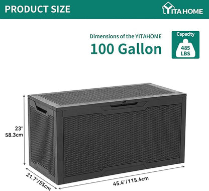 YITAHOME 100 Gallon Outdoor Storage Box, Large Water Resistant Resin Deck Box - Image 7
