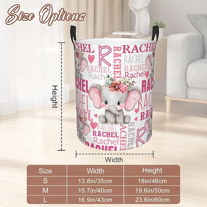 Custom Name Laundry Hamper, Personalized Elephant Laundry Basket - Image 3