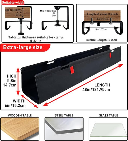 Under Desk Cable Management No Drill – 48" L x 6" W Cord Organizer, Upgraded - Image 5