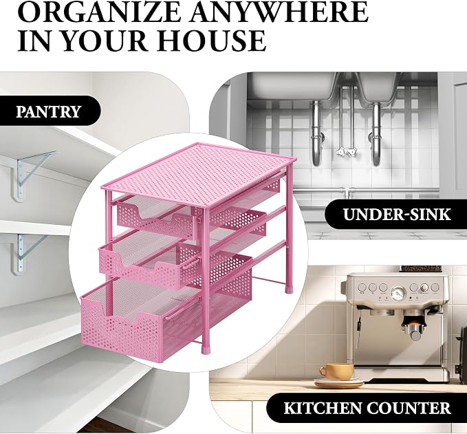Simple Houseware Stackable 3 Tier Sliding Basket Organizer Drawer - Image 8