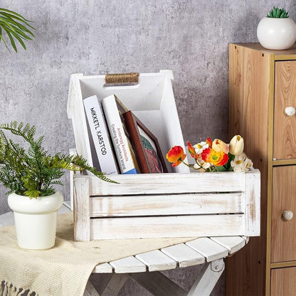 TIMRIS Set of 3 Rustic Wood Nesting Crates, Farmhouse Wooden Storage Container - Image 5