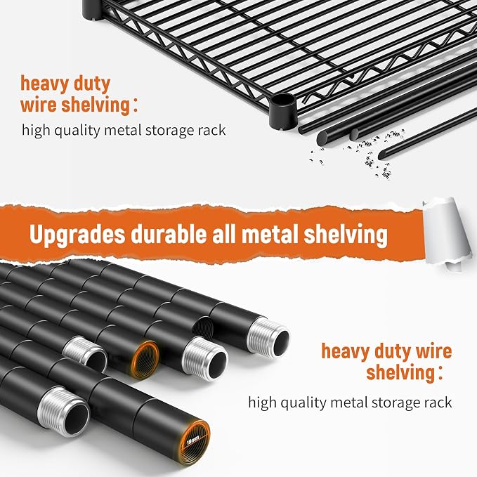 REIBII Storage Shelves 45.3''W Wire Shelving Unit 4 Tier Metal Shelves - Image 8