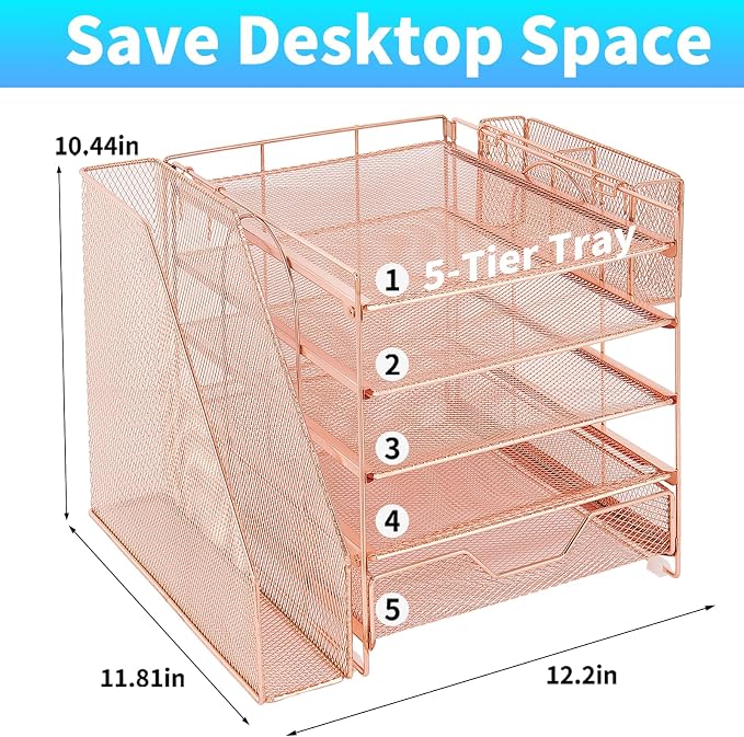 Desk Organizers and Accessories, 5-Tier Paper Letter Tray Organizer - Image 2