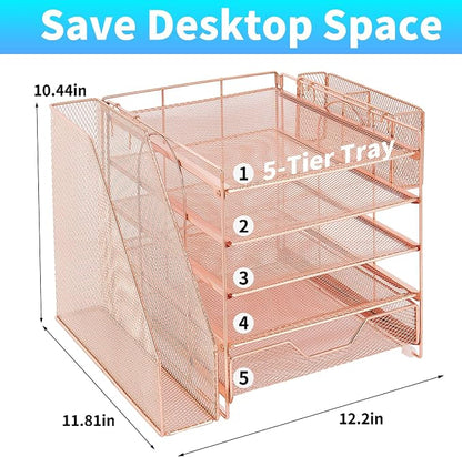 Desk Organizers and Accessories, 5-Tier Paper Letter Tray Organizer - Image 2