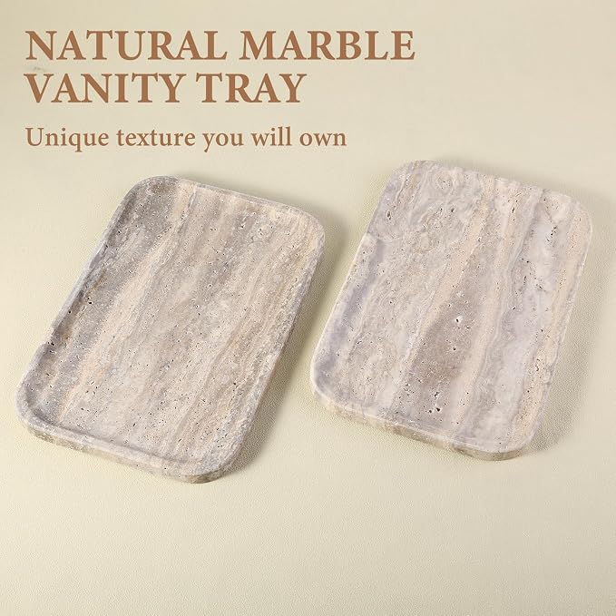 Marble Vanity Trays, Travertine Bathroom Tray, Decorative Tray - Image 3