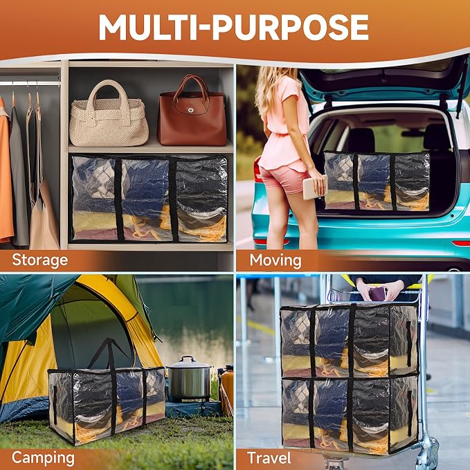 CONGREGATE 8 Pack Heavy Duty Semi-Transparent Extra Large Moving Bags, - Image 9