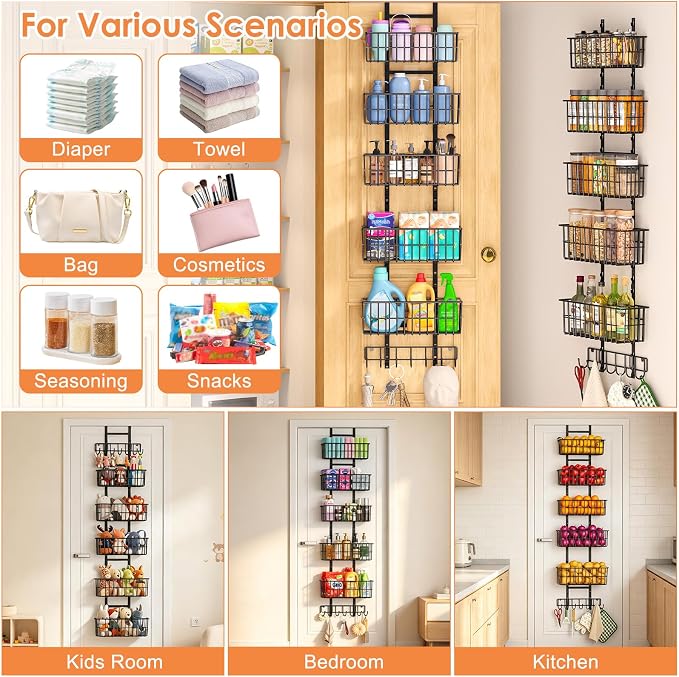 Hongtamoya Adjustable Over the Door Organizer, Metal Hanging Door Organizer - Image 6