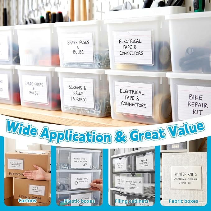48PCS 4" x 6" Clear Self-Adhesive Business Card Pockets and Top Open | Library - Image 5