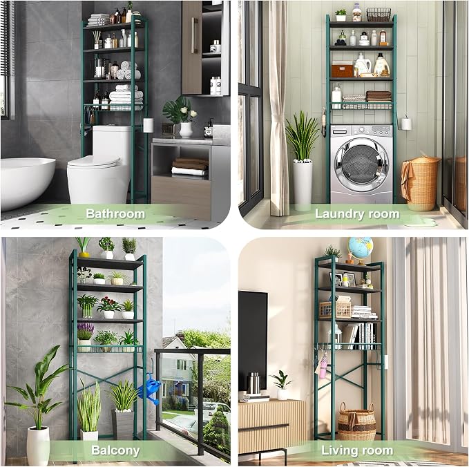 Kalrin Over-The-Toilet Storage Rack, 4-Tier Bathroom Organizer Shelf Over Toilet - Image 3