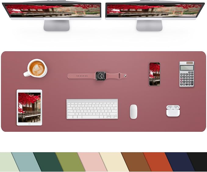 Leather Desk Pad Protector, Large Desk Mat, Mouse Pad, Non-Slip PU Leather Desk by cebowa