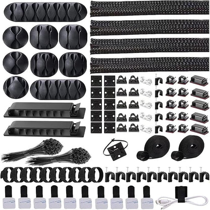 ELII 302PCS Cable Management Kit 4 Cable Sleeve, 45Cable Clips, 11Cable Holders by OfficeArtCraftsProducts