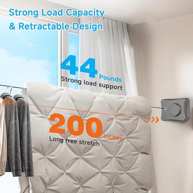 Retractable Outdoor Clothes Line, Heavy Duty Clothes Drying Laundry Line Wall - Image 3