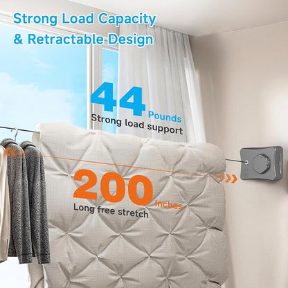 Retractable Outdoor Clothes Line, Heavy Duty Clothes Drying Laundry Line Wall - Image 3