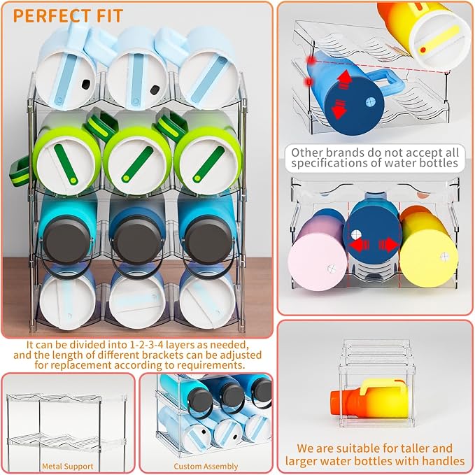 Yieach 2 Pack 2 Tier Stackable Water Bottle Organizer - Image 5
