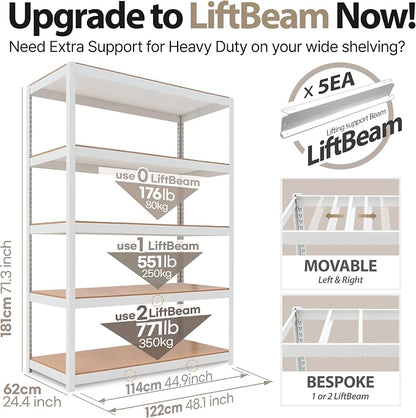 HOMEDANT House Lift-Beam White Boltless Heavy Duty Garage Storage Shelving - Image 2