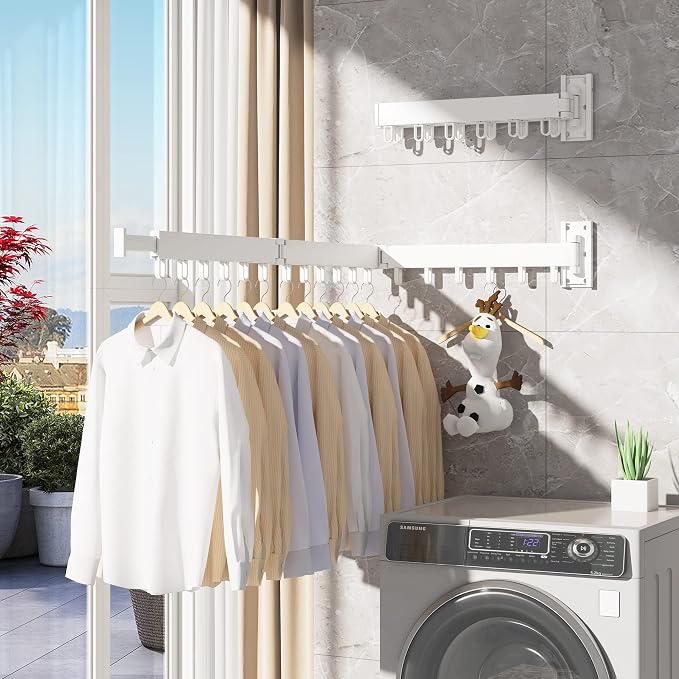 HEILAIYI Clothes Drying Rack, Laundry Drying Rack, Wall Mounted Clothes Rack - Image 5