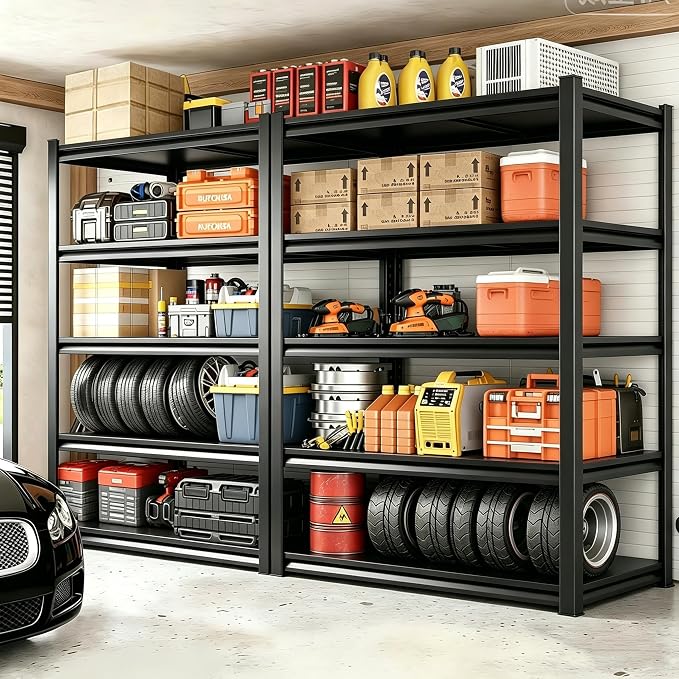 Garage Shelving Heavy Duty Storage Shelves, 2500 LBS Adjustable 4 Tier Shelving - Image 2